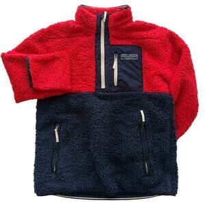 Vineyard Vines Boys Fleece Pullover Half Zip Size 16 Red Navy Blue